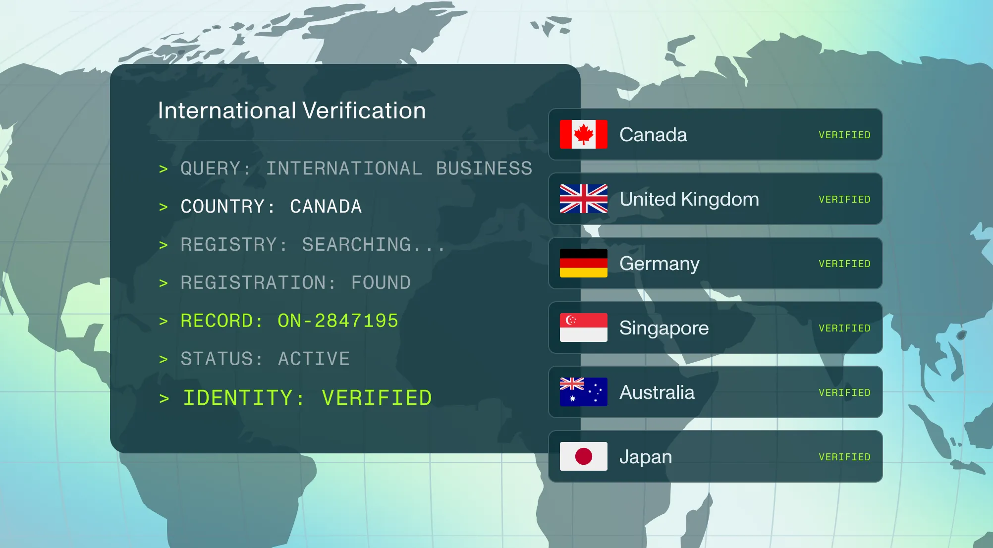 Middesk now verifies businesses across Canada, Europe, and APAC through the same Verify integration